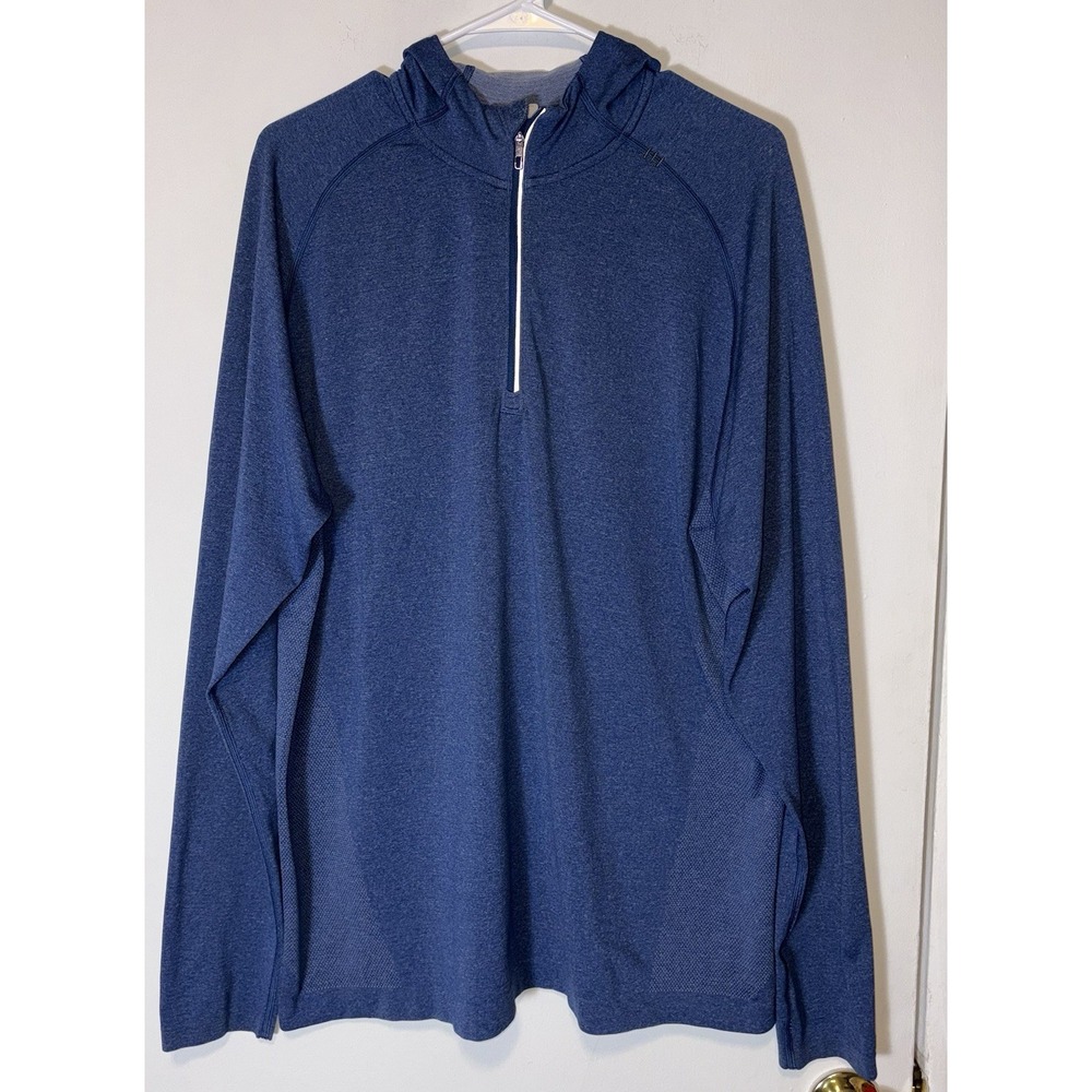 Lululemon Metal Vent Tech Hoodie XL Blue Heathered 1/2 Zip Pullover